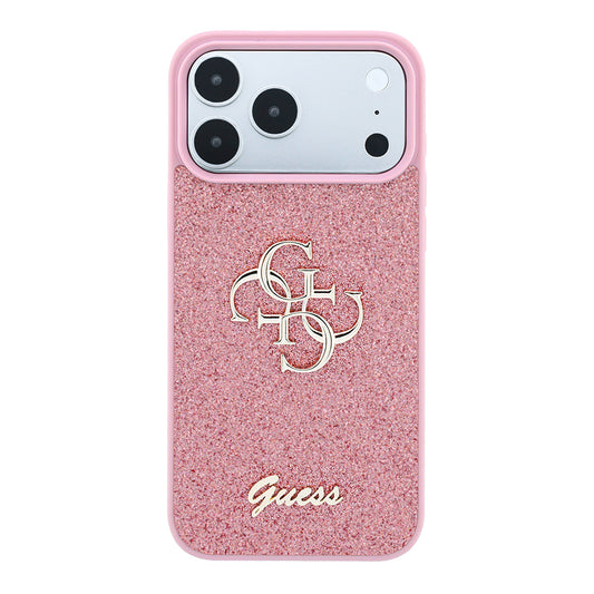 Deksel for Apple iPhone 18 Pro / 17 Pro, Guess, Fixed Glitter Big 4G, Rosa