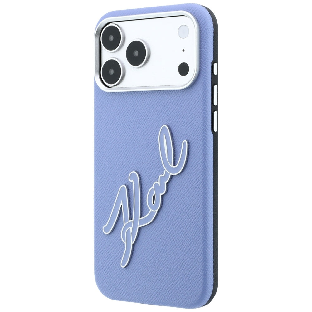 Deksel for Apple iPhone 18 Pro / 17 Pro, Karl Lagerfeld, Smooth Big Resin Signature Logo, Bleu