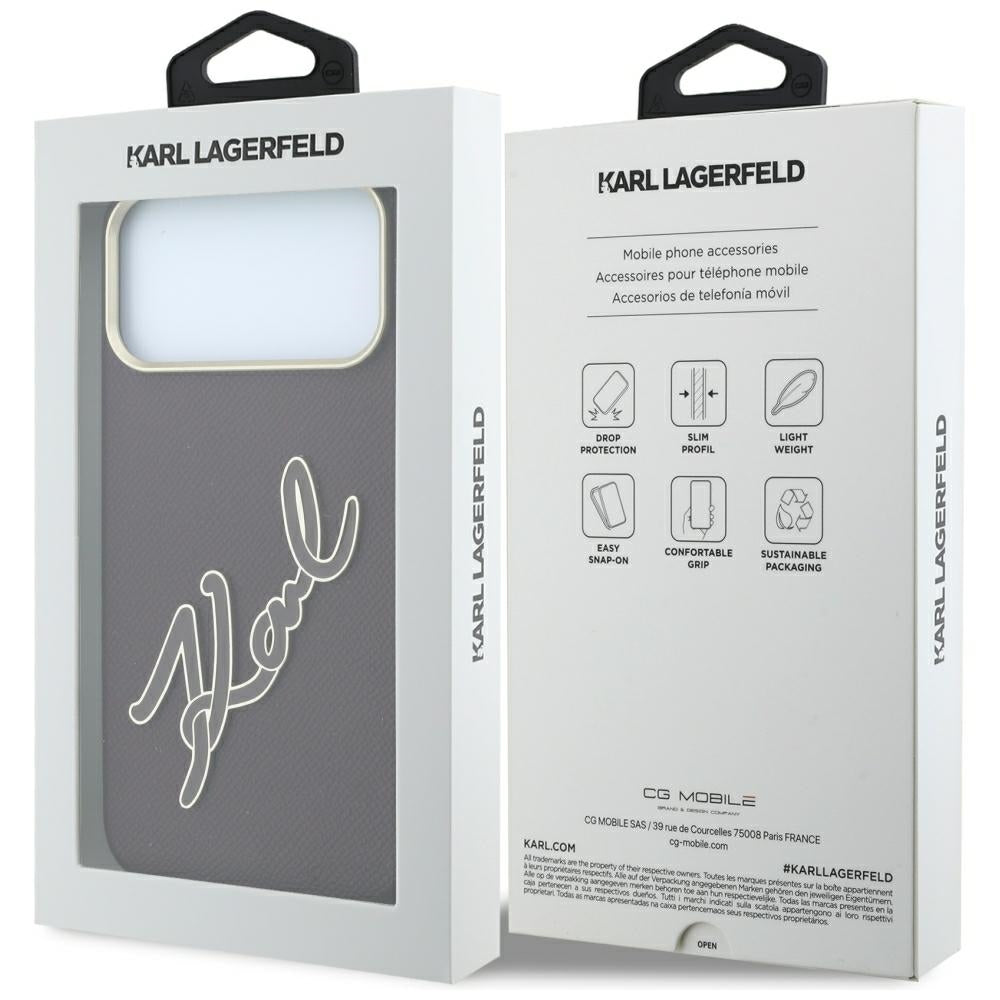 Deksel for Apple iPhone 18 Pro / 17 Pro, Karl Lagerfeld, Smooth Big Resin Signature Logo, Burgunder