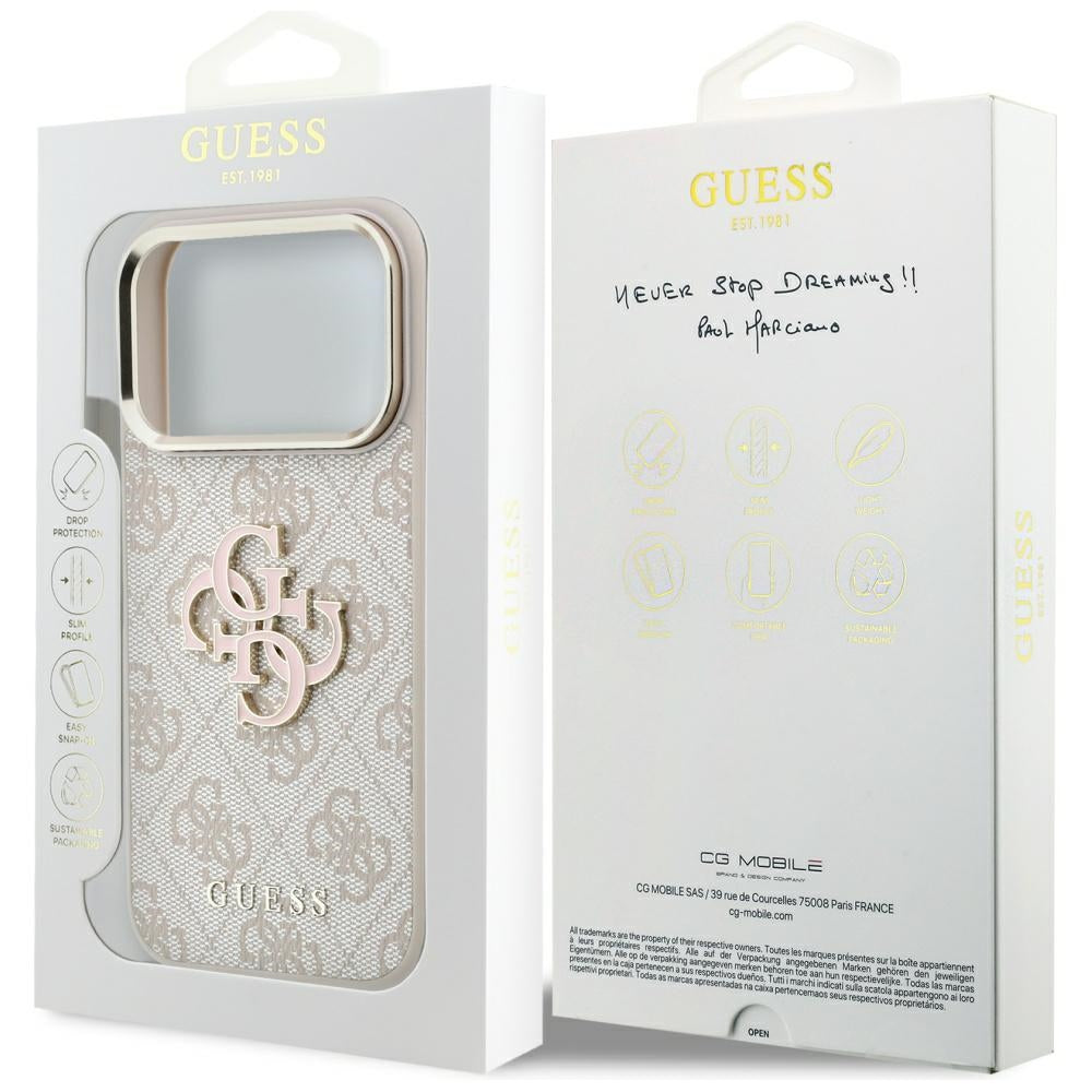 Deksel for Apple iPhone 18 Pro Max / 17 Pro Max, Guess, 4G Big Resin Logo, Rosa