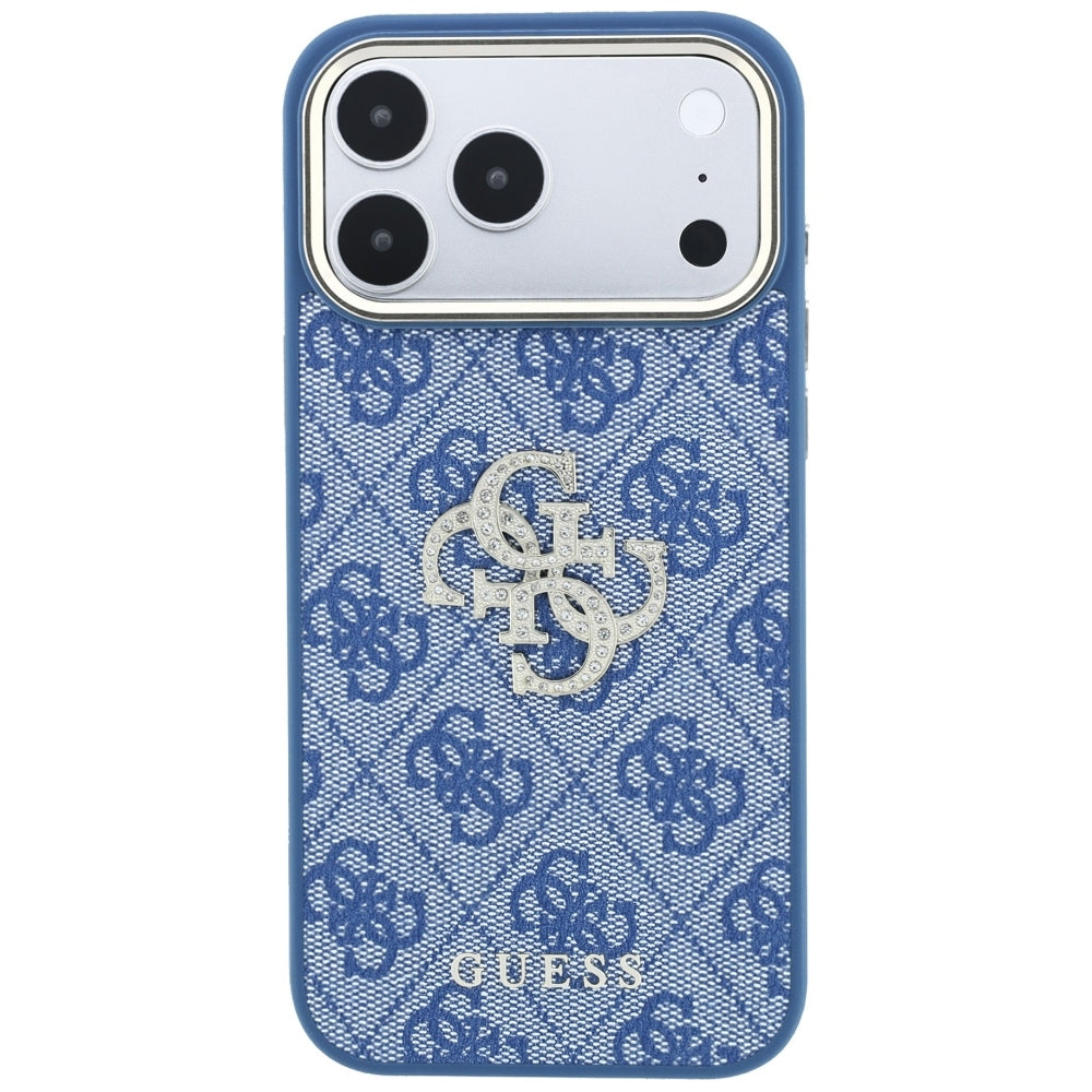 Deksel for Apple iPhone 18 Pro Max / 17 Pro Max, Guess, 4G Big Strass Logo, Blå