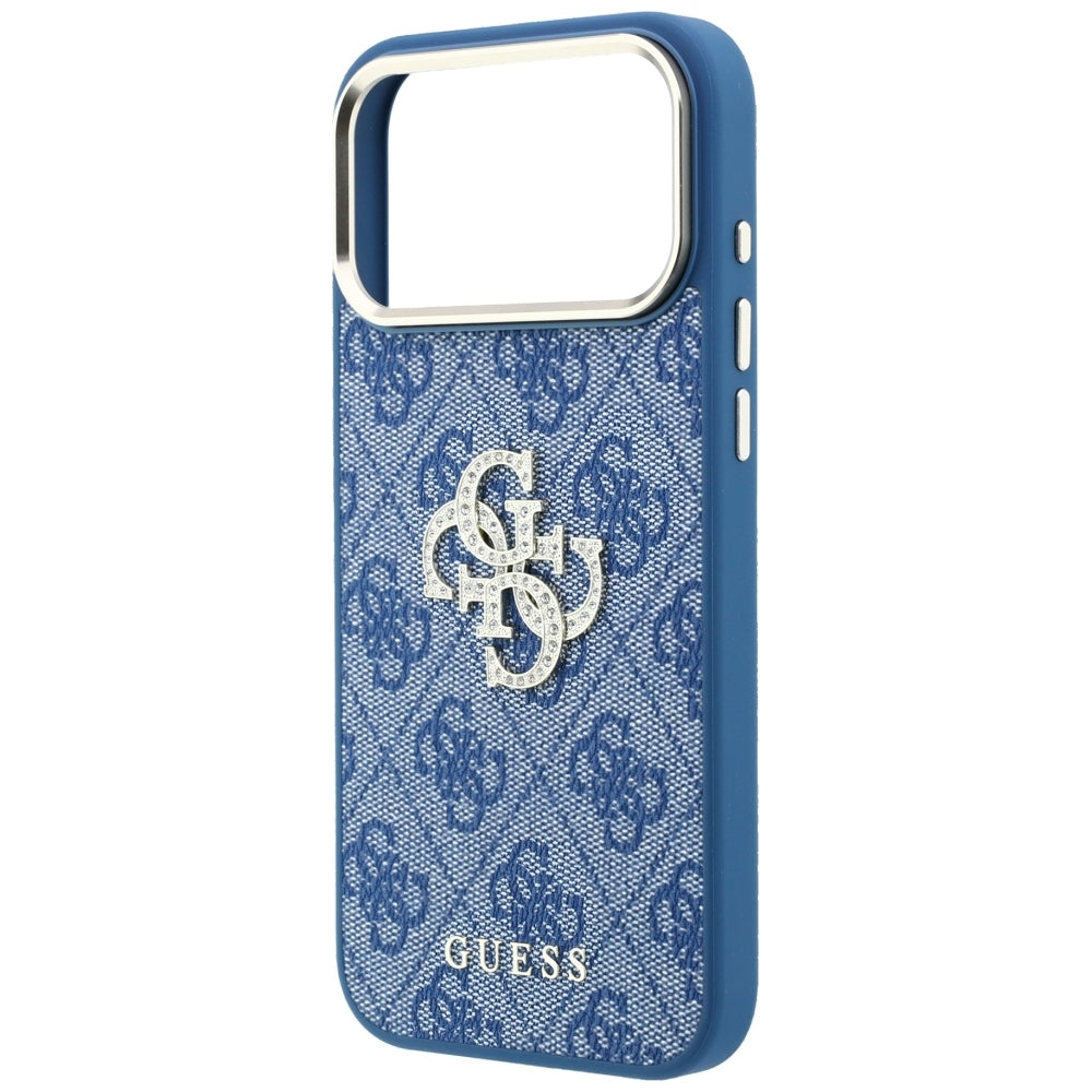 Deksel for Apple iPhone 18 Pro Max / 17 Pro Max, Guess, 4G Big Strass Logo, Blå