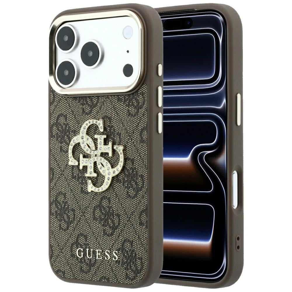 Deksel for Apple iPhone 18 Pro Max / 17 Pro Max, Guess, 4G Big Strass Logo, Brun