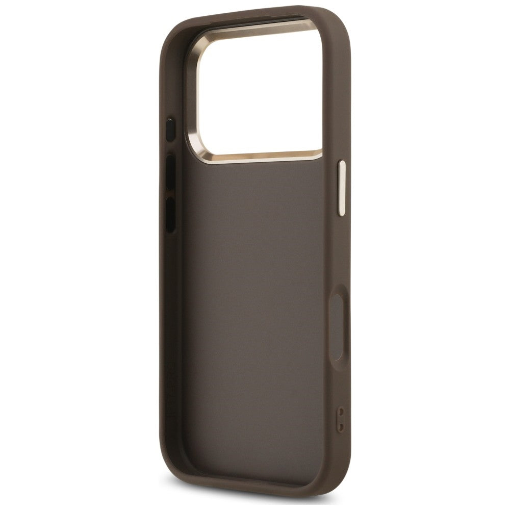 Deksel for Apple iPhone 18 Pro Max / 17 Pro Max, Guess, 4G Classic Logo med stropp, Brun Gull