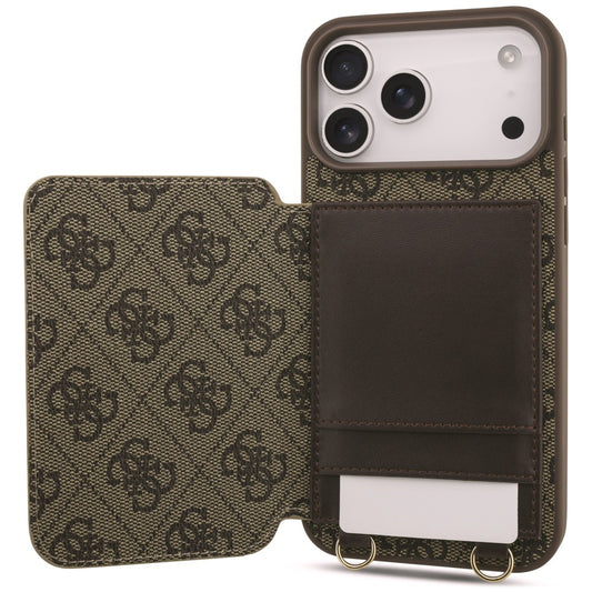 Deksel til Apple iPhone 18 Pro Max / 17 Pro Max, Guess, 4G Crossbody Cardslot, brun
