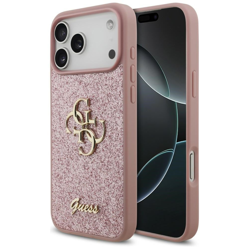 Deksel til Apple iPhone 18 Pro Max / 17 Pro Max, Guess, Fixed Glitter Big 4G, Rosa