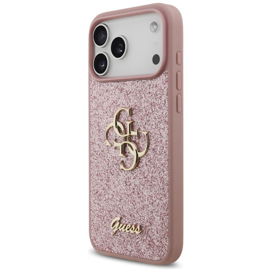 Deksel til Apple iPhone 18 Pro Max / 17 Pro Max, Guess, Fixed Glitter Big 4G, Rosa