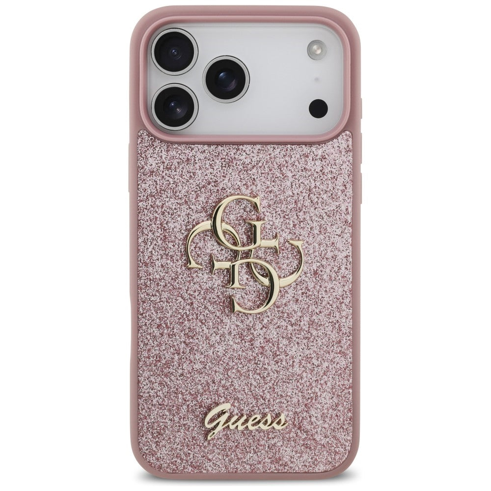 Deksel til Apple iPhone 18 Pro Max / 17 Pro Max, Guess, Fixed Glitter Big 4G, Rosa