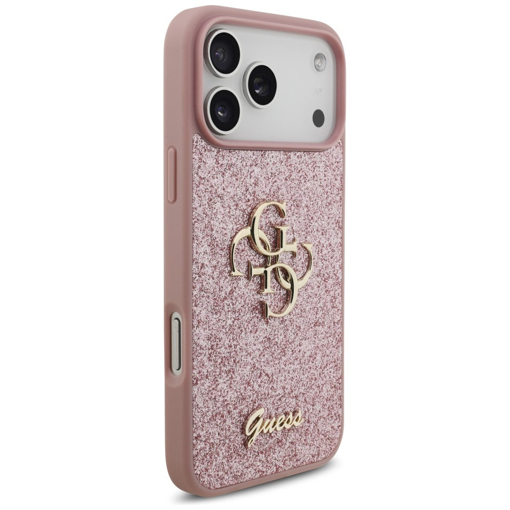 Deksel til Apple iPhone 18 Pro Max / 17 Pro Max, Guess, Fixed Glitter Big 4G, Rosa