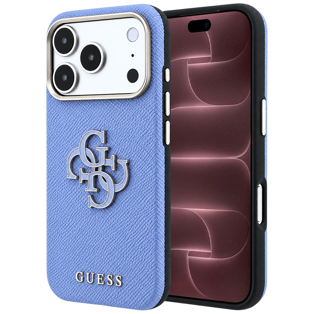 Deksel til Apple iPhone 18 Pro Max / 17 Pro Max, Guess, Grained Big Resin Logo, Bleu