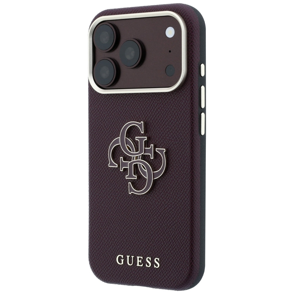 Deksel til Apple iPhone 18 Pro Max / 17 Pro Max, Guess, Kornet stort harpikslogo, Burgunder