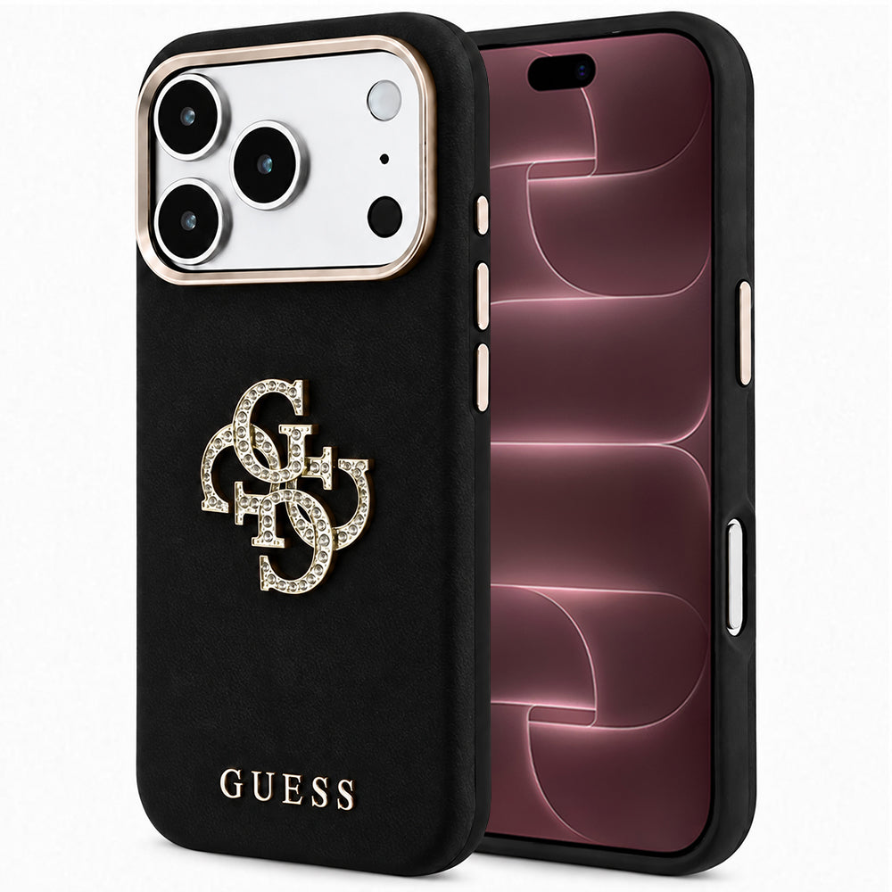 Deksel for Apple iPhone 18 Pro Max / 17 Pro Max, Guess, Smooth Big Strass Logo, Svart