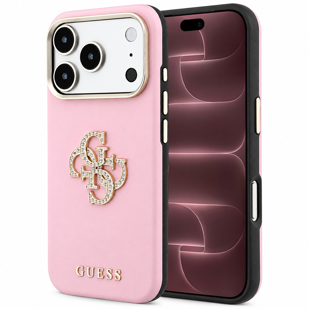 Deksel til Apple iPhone 18 Pro Max / 17 Pro Max, Guess, Smooth Big Strass Logo, rosa