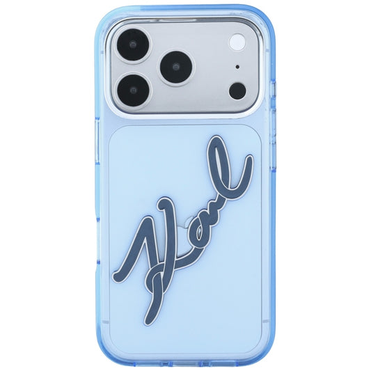 Deksel for Apple iPhone 18 Pro Max / 17 Pro Max, Karl Lagerfeld, IML Big Signature Resin Logo Metallramme, Blå