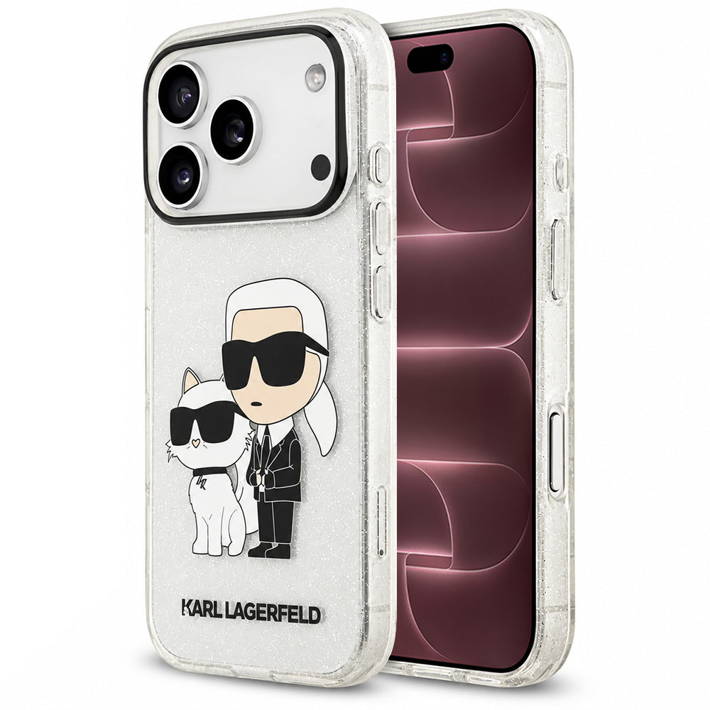 Deksel til Apple iPhone 18 Pro Max / 17 Pro Max, Karl Lagerfeld, IML Glitter Karl and Choupette NFT, gjennomsiktig