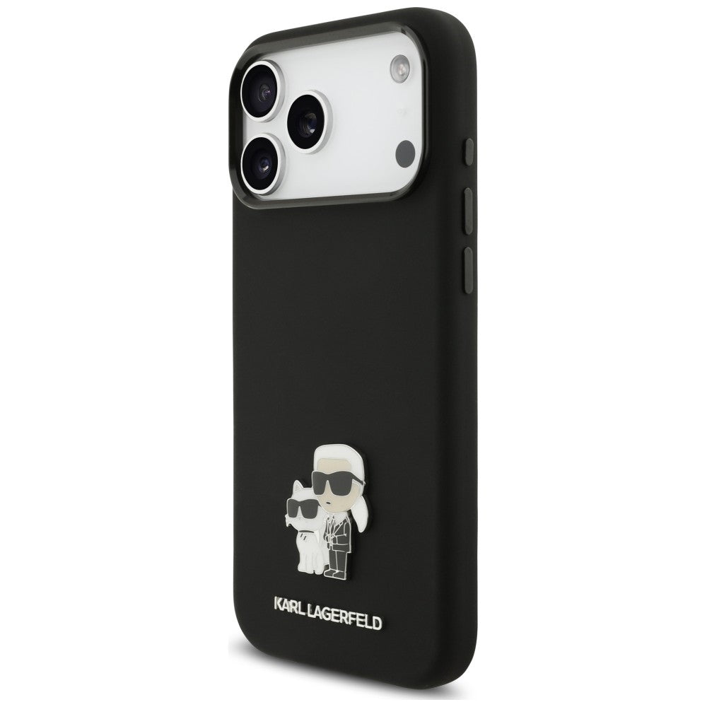 Deksel til Apple iPhone 18 Pro Max / 17 Pro Max, Karl Lagerfeld, Karl & Choupette Metal Pin, svart