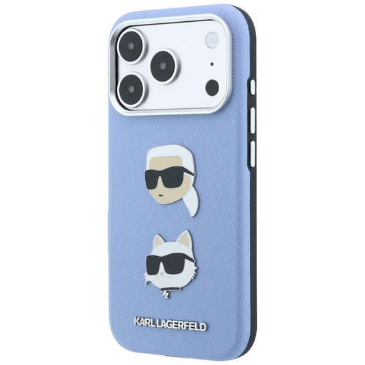 Deksel for Apple iPhone 18 Pro Max / 17 Pro Max, Karl Lagerfeld, Saffiano med Karl & Choupette-hodepinne og logo, blå