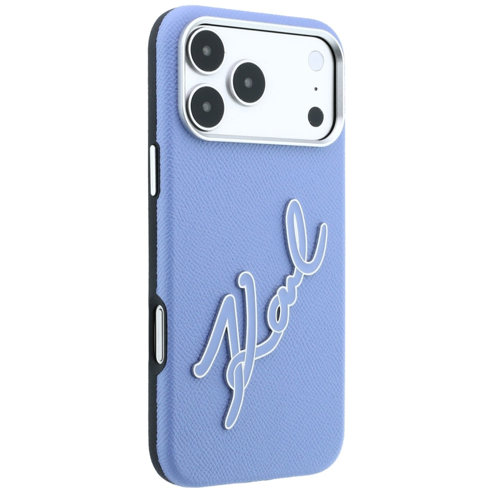 Deksel for Apple iPhone 18 Pro Max / 17 Pro Max, Karl Lagerfeld, Smooth Big Resin Signature Logo, Bleu