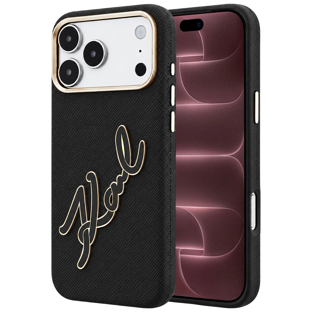 Deksel for Apple iPhone 18 Pro Max / 17 Pro Max, Karl Lagerfeld, Smooth Big Resin Signature Logo, Svart