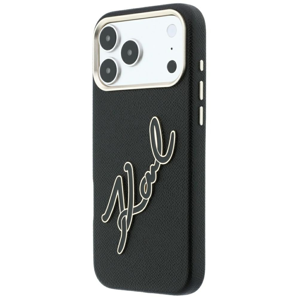 Deksel for Apple iPhone 18 Pro Max / 17 Pro Max, Karl Lagerfeld, Smooth Big Resin Signature Logo, Svart