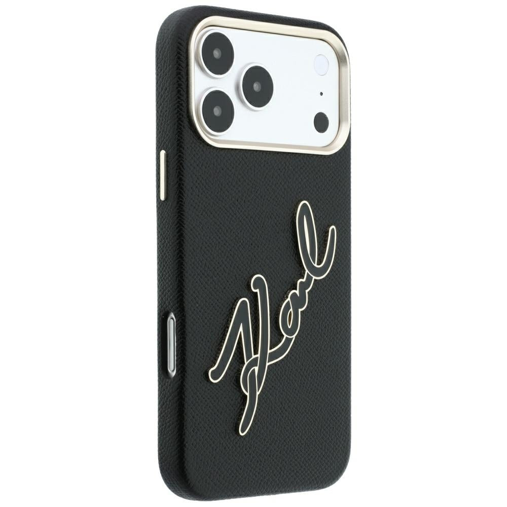 Deksel for Apple iPhone 18 Pro Max / 17 Pro Max, Karl Lagerfeld, Smooth Big Resin Signature Logo, Svart