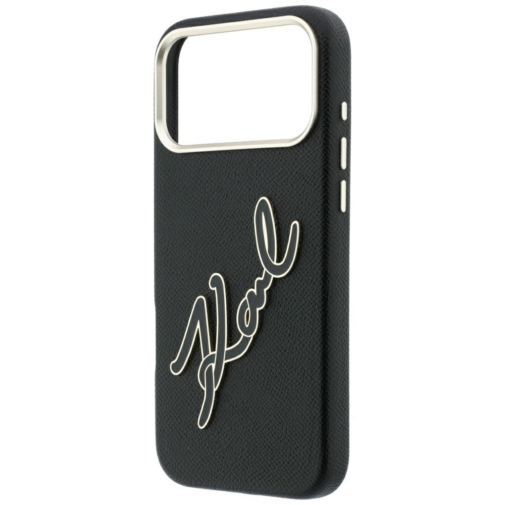 Deksel for Apple iPhone 18 Pro Max / 17 Pro Max, Karl Lagerfeld, Smooth Big Resin Signature Logo, Svart