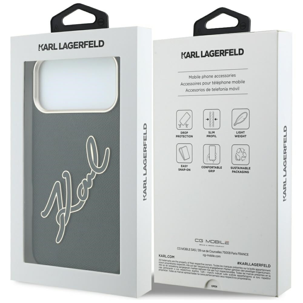 Deksel for Apple iPhone 18 Pro Max / 17 Pro Max, Karl Lagerfeld, Smooth Big Resin Signature Logo, Svart