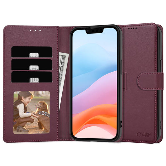 Deksel for Apple iPhone 16e, Tech-Protect, Wallet, Kirsebærrød