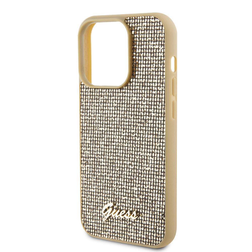 Deksel for Apple iPhone 15 Pro, Guess, PU Square Mirror Script Logo, Gull GUHCP15LPMSDGSD