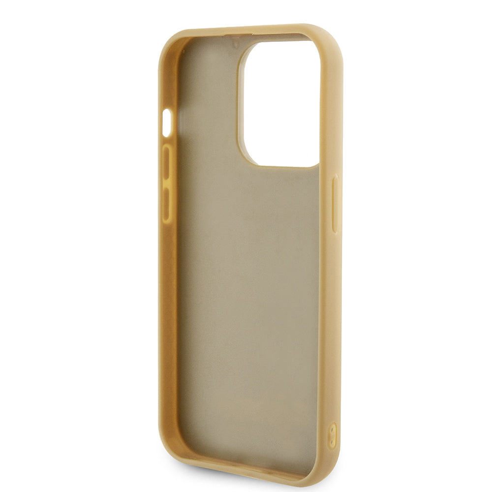 Deksel for Apple iPhone 15 Pro, Guess, PU Square Mirror Script Logo, Gull GUHCP15LPMSDGSD