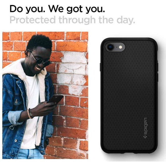 Deksel for Apple iPhone SE (2022) / SE (2020) / 8 / 7, Spigen, Liquid Air, Svart