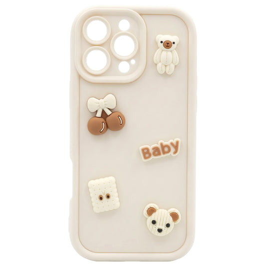 Deksel for Apple iPhone 17 Pro, OEM, Ultra Trendy 3D Bear, Beige