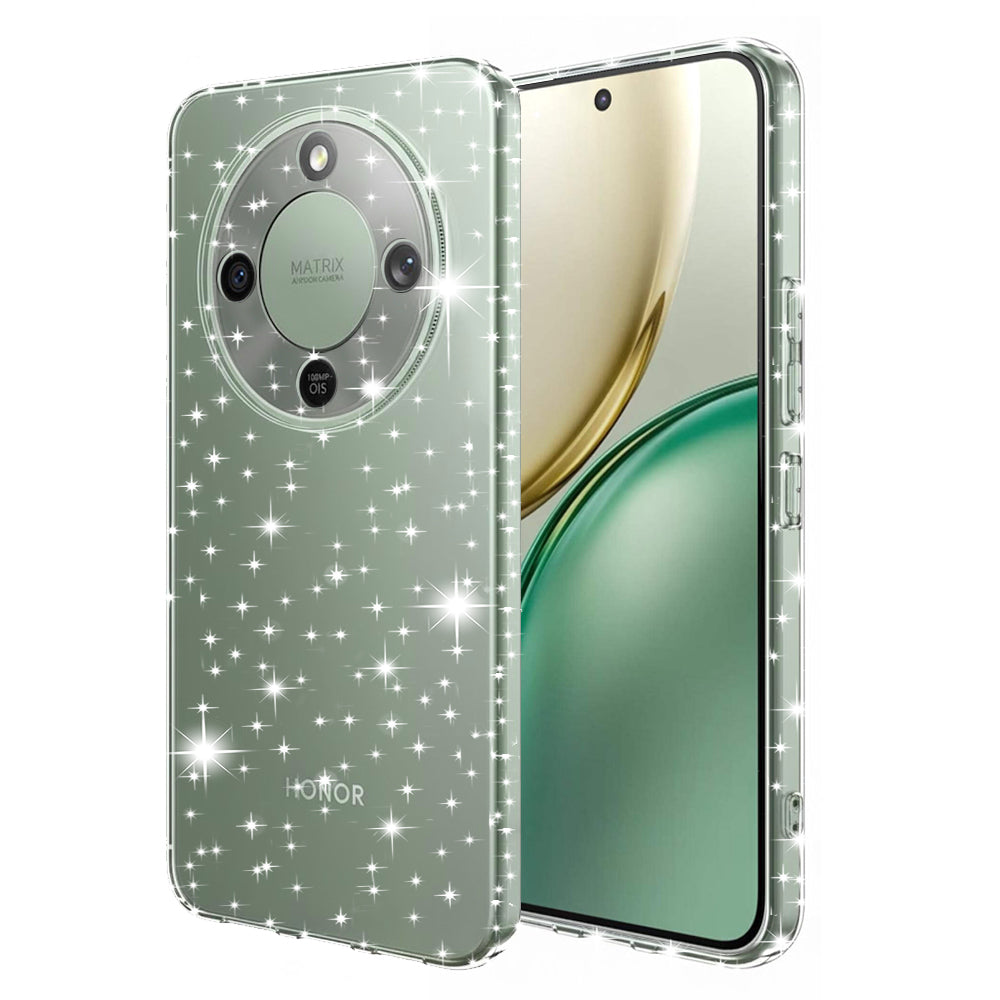 Deksel for Honor Magic8 Lite, Techsuit, SparkleSkin, Gjennomsiktig