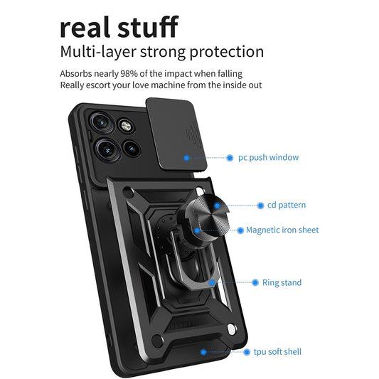 Deksel til Motorola Edge 50, Techsuit, CamShield, Svart