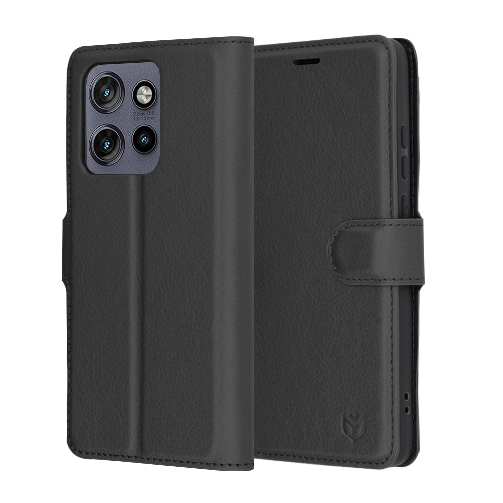 Deksel for Motorola Edge 60 Neo / Edge 50 Neo, Techsuit, Leather Folio, Svart
