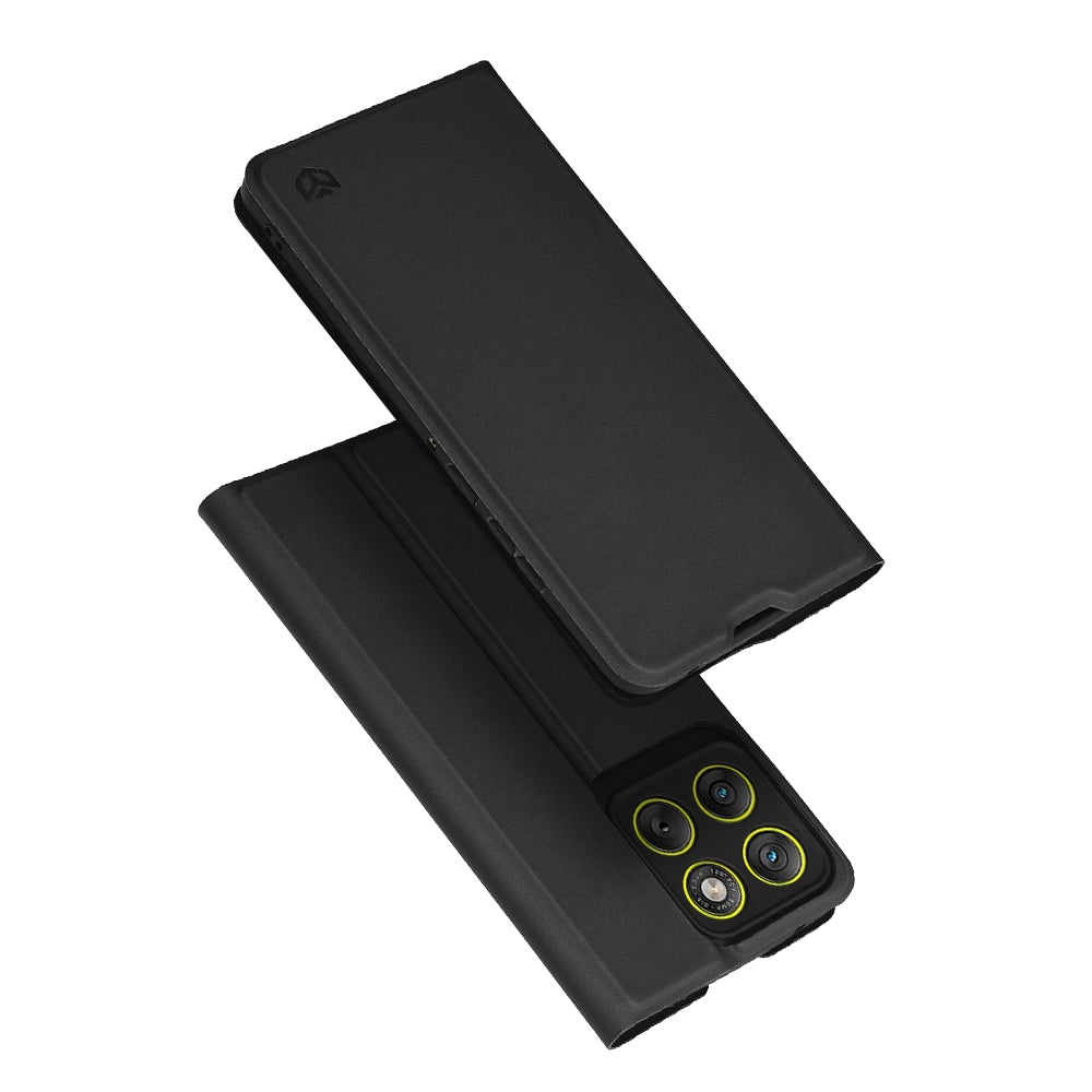 Deksel for Motorola Edge 70, Techsuit, Magskin Book, Svart