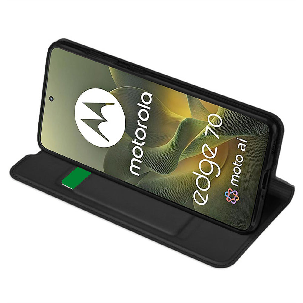 Deksel for Motorola Edge 70, Techsuit, Magskin Book, Svart