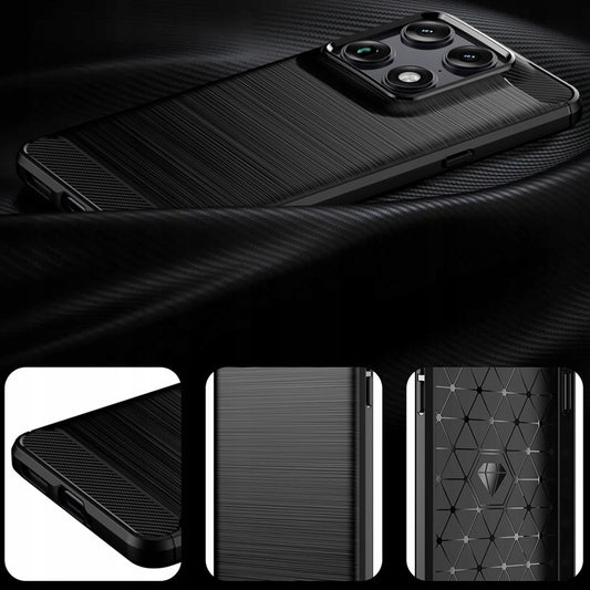 Deksel for Motorola Edge 70 Ultra / Signature, Techsuit, Karbon, Svart