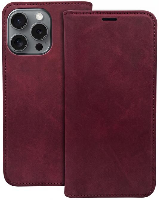Deksel for Motorola Moto G34, OEM, Smart Suede, Burgunder