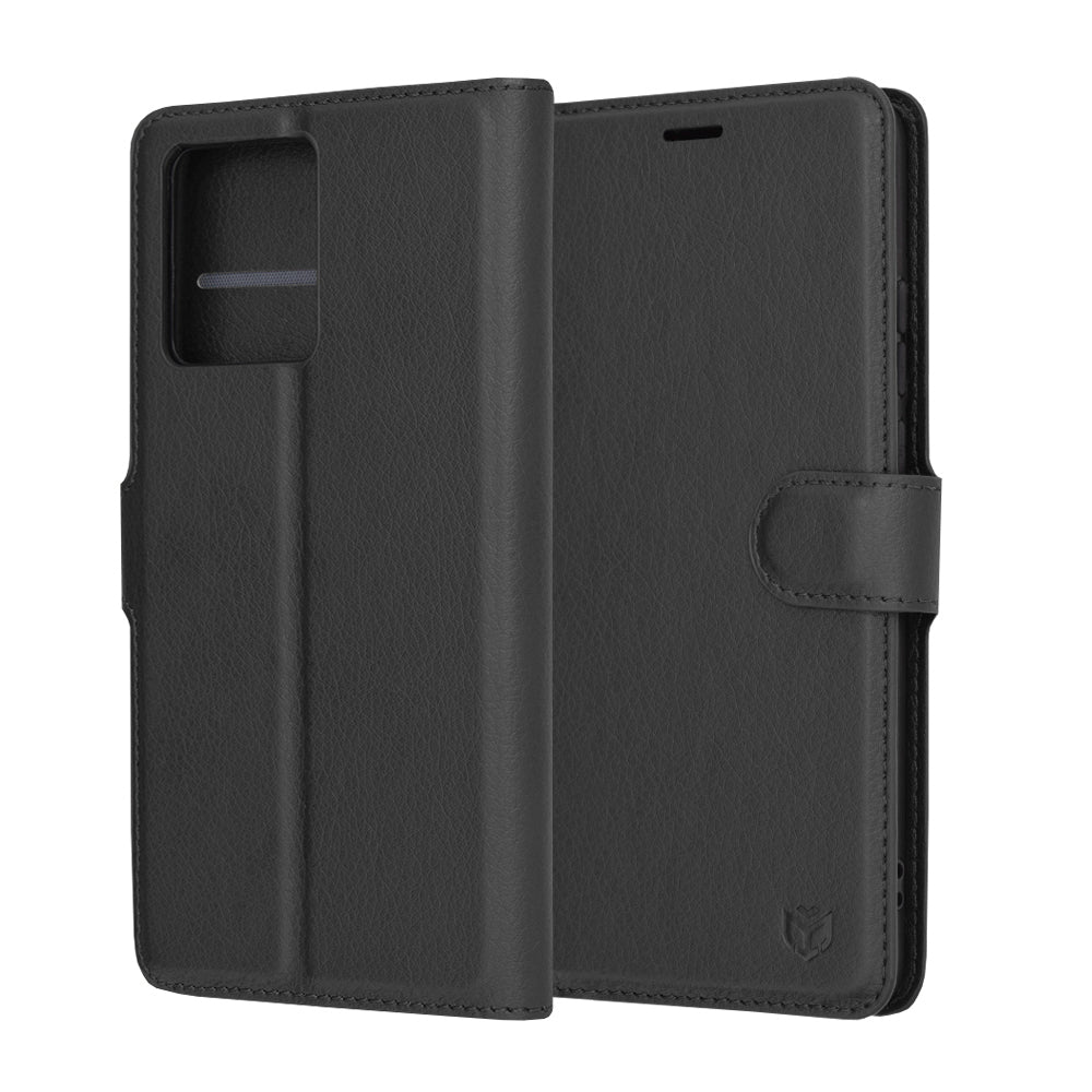 Deksel for Motorola Moto G86, Techsuit, Leather Folio, Svart