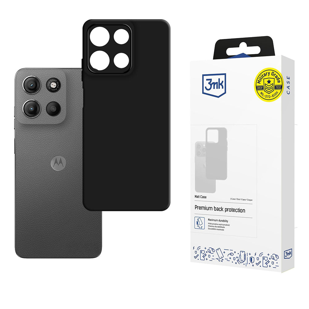 Deksel for Motorola Moto G15 / G15 Power, 3MK, Matt svart