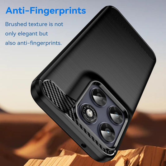 Deksel for Motorola Moto G77 / G67, Techsuit, Karbon, Svart