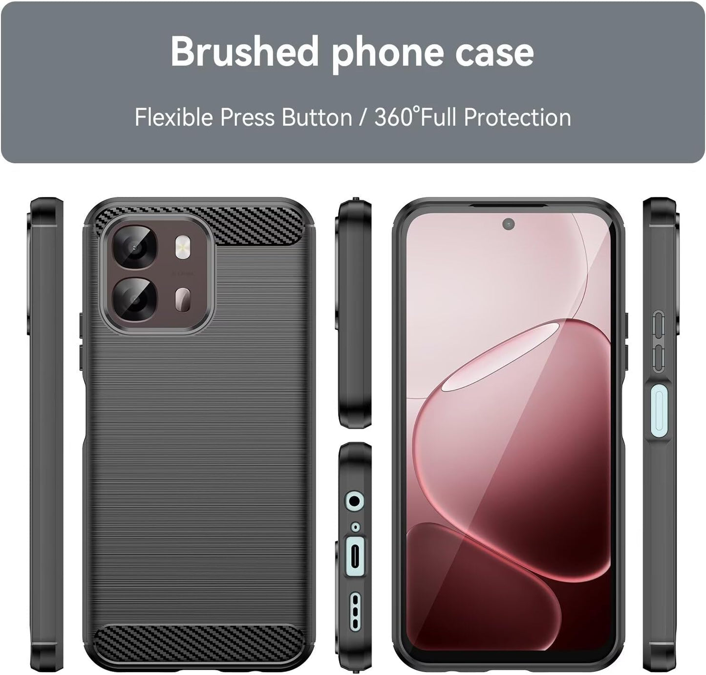 Deksel for Oppo A6 4G, Techsuit, Karbon, Svart