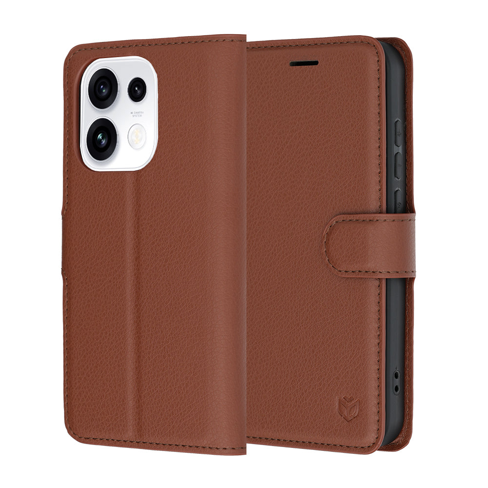 Deksel for Oppo Reno16 Pro, Techsuit, Leather Folio, Brun