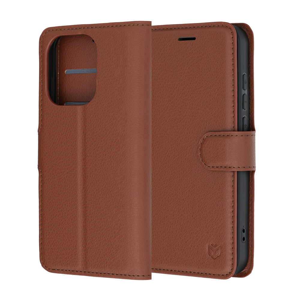 Deksel for Oppo Reno16 Pro, Techsuit, Leather Folio, Brun