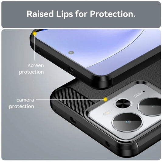 Deksel for Realme 14T / 14, Techsuit, Karbon, Svart