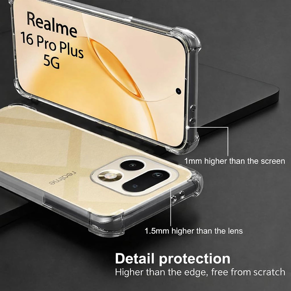 Deksel for Realme 16 Pro+, Techsuit, Støtsikker Klar, Gjennomsiktig