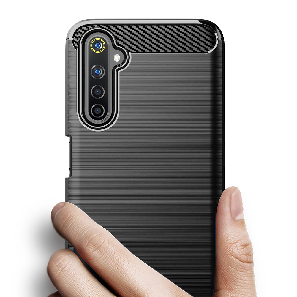 Deksel for Realme 6 Pro, Techsuit, Karbon, Svart