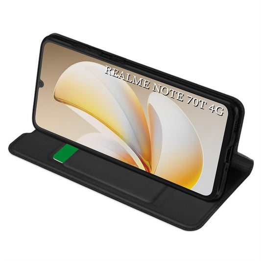 Deksel for Realme Note 70T, Techsuit, Magskin Book, Svart