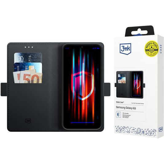 Etui til Samsung Galaxy A16 5G A166 / A16 4G A165, 3MK, lommebok, svart